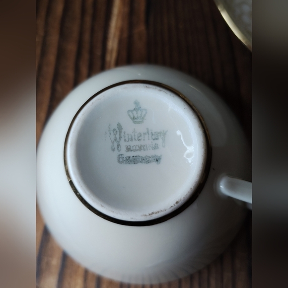 Winterling Bavaria Germany Floral Cup & Saucer Small Gold Flowers Spots Vintage - Picture 10 of 16